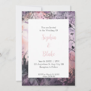 Convite Paisagem Gótica aquarela Céu Sinistro Casamento