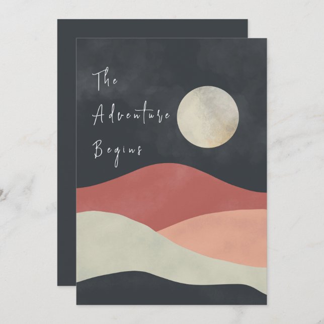 Convite Paisagem Montanha A Aventura Começa Casamento (Frente/Verso)