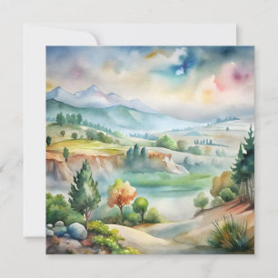 Convite Paisagem Montanhosa em Aquarela