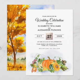 Convite Paisagem Rústica de Queda  Casamento de colheita 