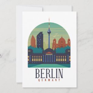 Convite Paisagem Urbana Minimalista Vintage Retro Berlim A