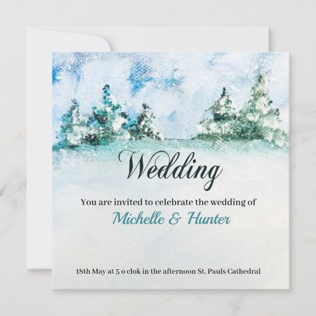 Convite Paisaje Invernal en Tonos Azules (Frente)