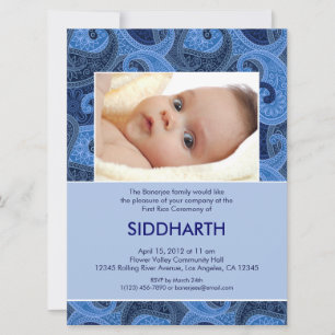 Convite Paisley Annaprashan (Primeiro Arroz)