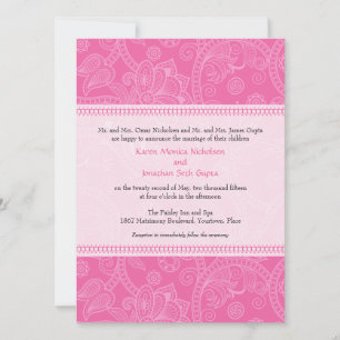 Convite Paisley Impression in Pink Weding Invitation