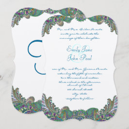Convite Paisley Peacock Colors Wedings Invtions