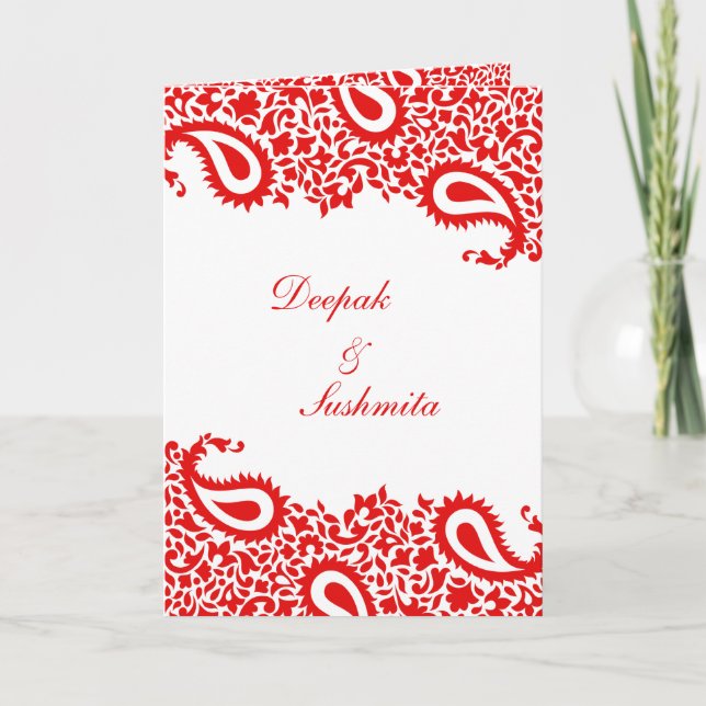 Convite Paisleys Elegant Indian Wedding Invitation (Frente)