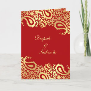 Convite Paisleys Elegant Indian Wedding Invitation