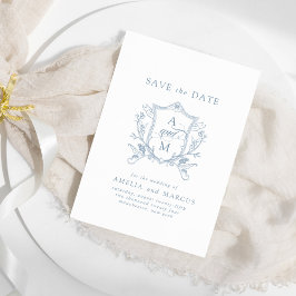 Convite Paixão de Vintagem Azul empoeirado Salvar a Data