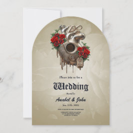 Convite Paixão Steampunk, o Coração do Amor mecânico.