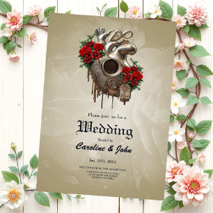 Convite Paixão Steampunk, o Coração do Amor mecânico.