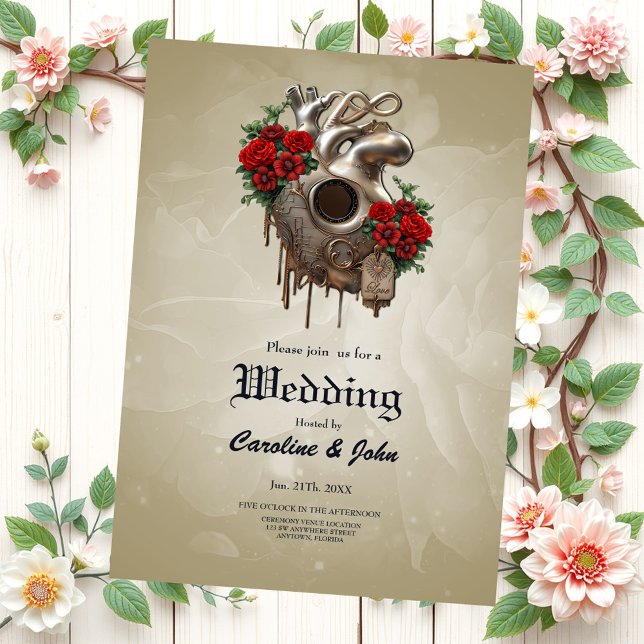 Convite Paixão Steampunk, o Coração do Amor mecânico. (Criador carregado)