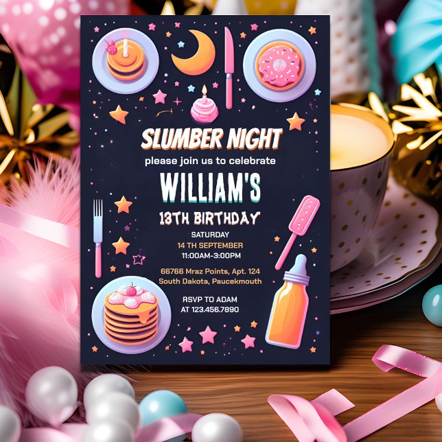 Convite pajama estrelas Sleepover SlumbParty 13 (Criador carregado)