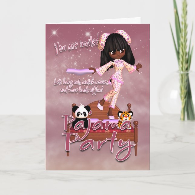 Convite Pajama Party Invitation Card (Frente)