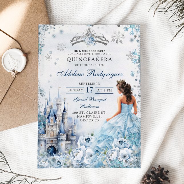 Convite Palácio Azul Quinceanera Aniversário Mexicano (Criador carregado)
