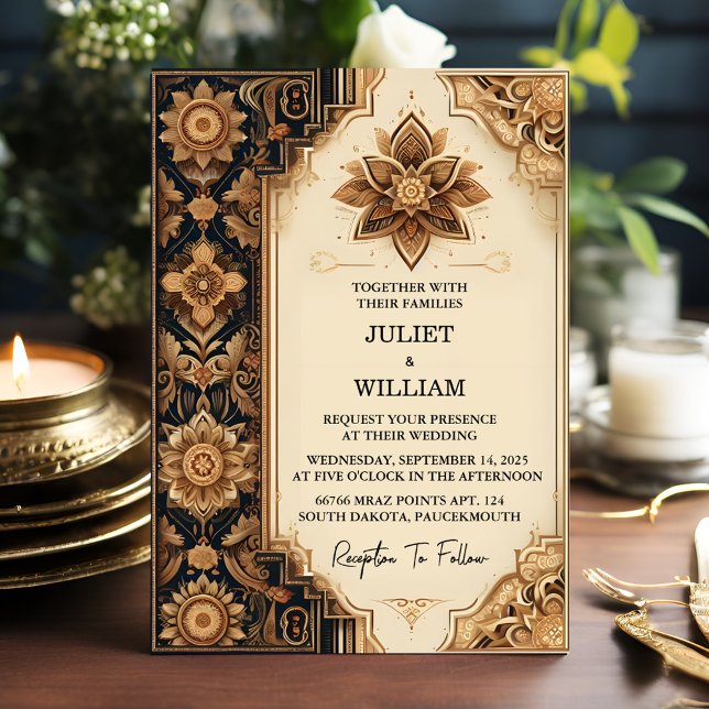 Convite Palácio do Dia Hindi Henna Mehndi Casamento de Est (Criador carregado)