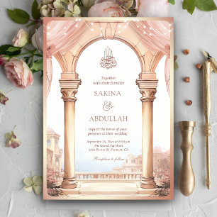 Convite Palácio Sonhador Arco Rosa Código QR Casamento Muç