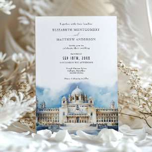 Convite Palácio Umaid Bhawan Casamento na Índia Aquarela