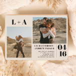 Convite Palavras minimalistas de marfim 2 fotos casamento<br><div class="desc">Iniciais modernas e simples minimalistas 2 fotos de areia do marfim de casamento. Adicione a sua fotografia de casal,  iniciais ou monograma com um simples script em negrito.</div>
