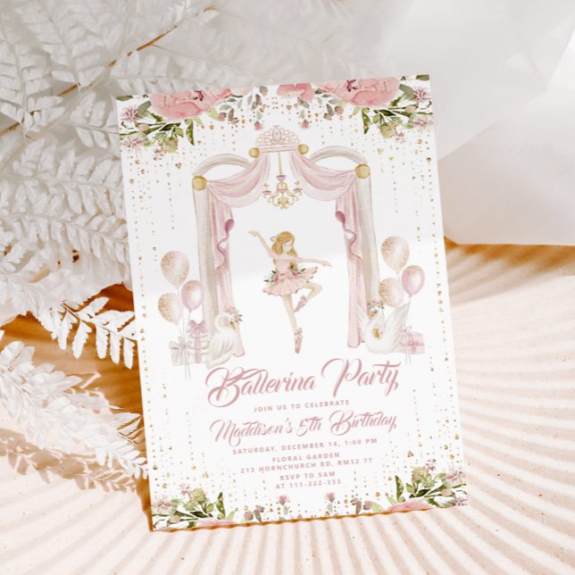 Convite Palco do Centro de aniversário Ballerina (Criador carregado)