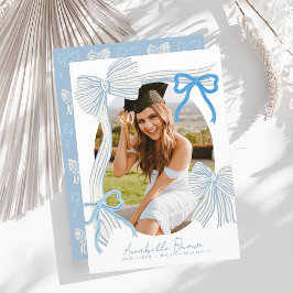 Convite Pale Blue Bows Photo Graduation Announcement