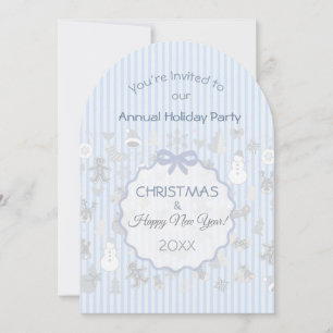 Convite Pale Blue Pastel Listra Natal Prateado Caprichoso