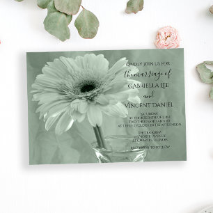 Convite Pale Green Tinted Daisy Wedding