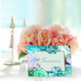 Convite Pale Teal Rose Birthday Party Invitation