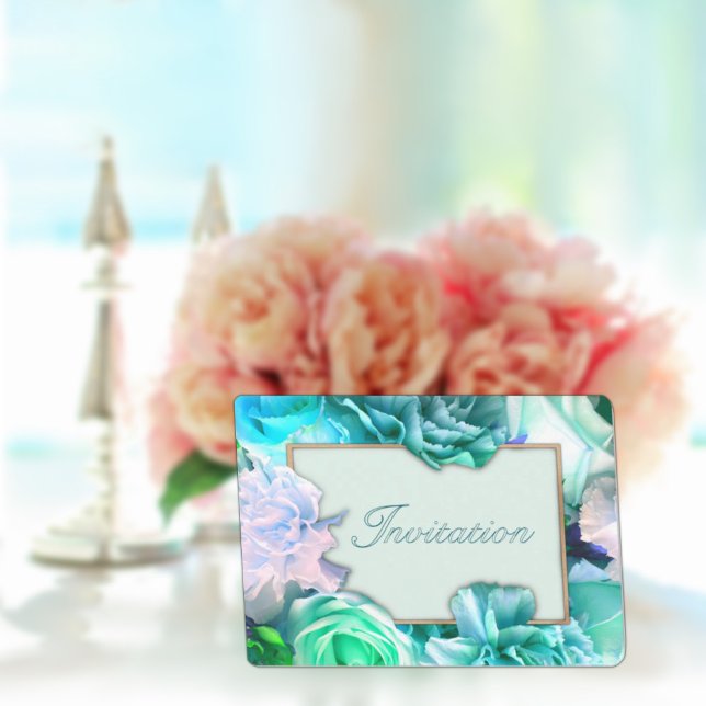 Convite Pale Teal Rose Birthday Party Invitation (Criador carregado)