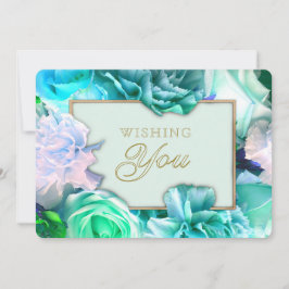 Convite Pale Teal Rose Secret Gardens Birthday Card