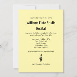 Convite Pale Yellow Simple Treble Clef Flute Music Conside