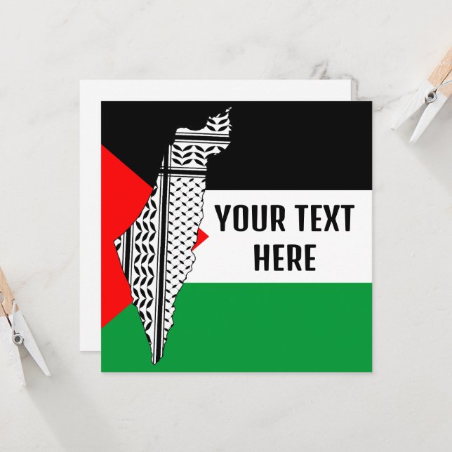 Convite Palestina - Bandeira e Mapa com Padrão Keffiyeh (Frente/Verso In Situ)
