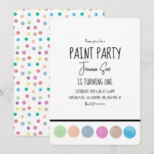 Convite Paleta de Aquarela de Pintura de Aniversário  