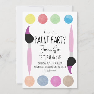 Convite Paleta de Aquarela Paint Party Primeiro Aniversári