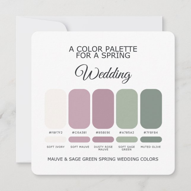 Convite Paleta de Casamento de Primavera Verde Sage Rosa M (Frente)