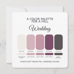 Convite Paleta de Casamento Outono Rosa Suave Ameixa 2026