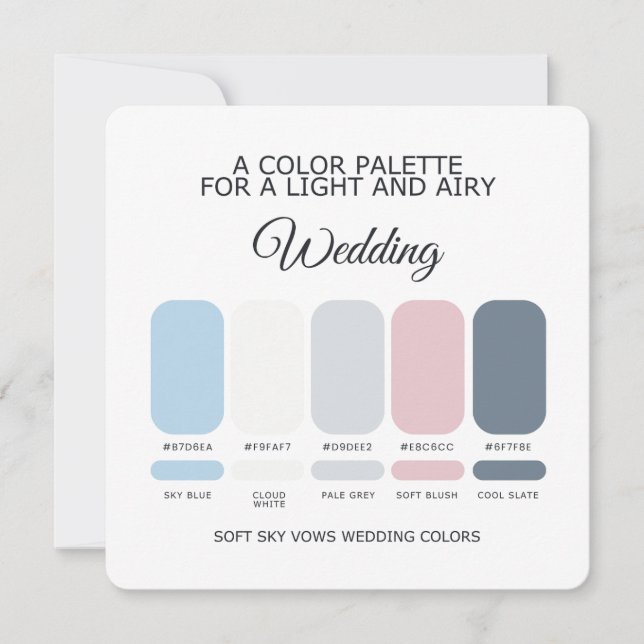 Convite Paleta de Cores de Casamento Azul Claro Casamentos (Frente)