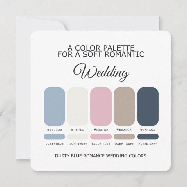 Convite Paleta de Cores de Casamento Azul Empoeirado Casam (Frente)