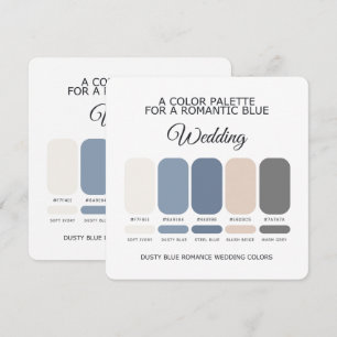Convite Paleta de Cores de Casamento Azul Empoeirado Român
