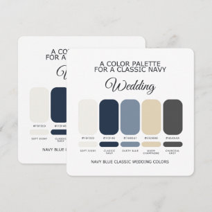 Convite Paleta de Cores de Casamento Azul Marinho Clássico