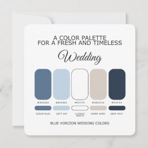 Convite Paleta de Cores de Casamento Azul para Casamentos 