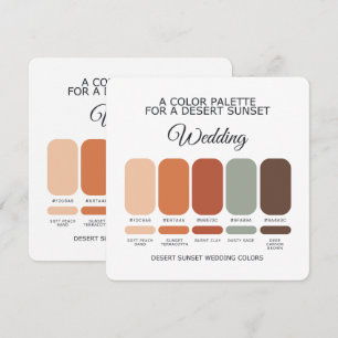 Convite Paleta de Cores de Casamento Boho Pôr do Sol no De