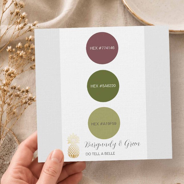Convite Paleta de Cores de Casamento Burgundy e Verde (Fall wedding colors burgundy and green)