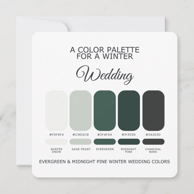Convite Paleta de Cores de Casamento de Inverno 2026 Cartã (Frente)