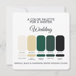 Convite Paleta de Cores de Casamento de Inverno 2026 Cartã