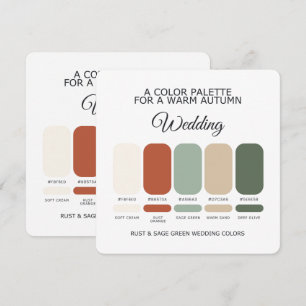 Convite Paleta de Cores de Casamento Ferrugem e Verde Salv