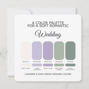 Convite Paleta de Cores de Casamento Lavanda e Verde Salvi