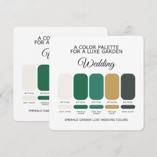 Convite Paleta de Cores de Casamento Luxuosa Verde Esmeral