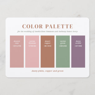 Convite Paleta de Cores de Casamento no Deserto Rústico Pa