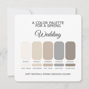 Convite Paleta de Cores de Casamento Primavera Neutras Sua
