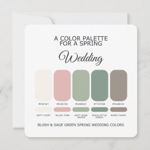 Convite Paleta de Cores de Casamento Primavera Verde Sage 